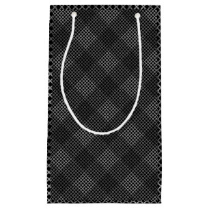 Checked pattern diagonal 2 tones b Black Small Gift Bag
