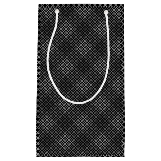 Checked pattern diagonal 2 tones b Black Small Gift Bag (Front)
