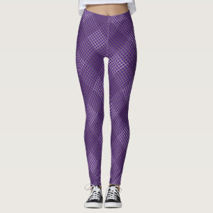 Checked pattern diagonal 2 tones b Purple Leggings