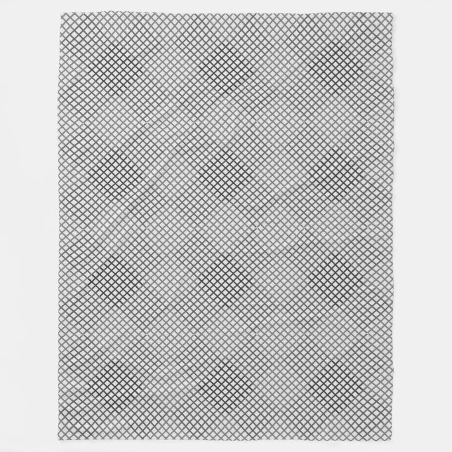 Checked pattern diagonal 2 tones w OffWhite Fleece Blanket (Front)
