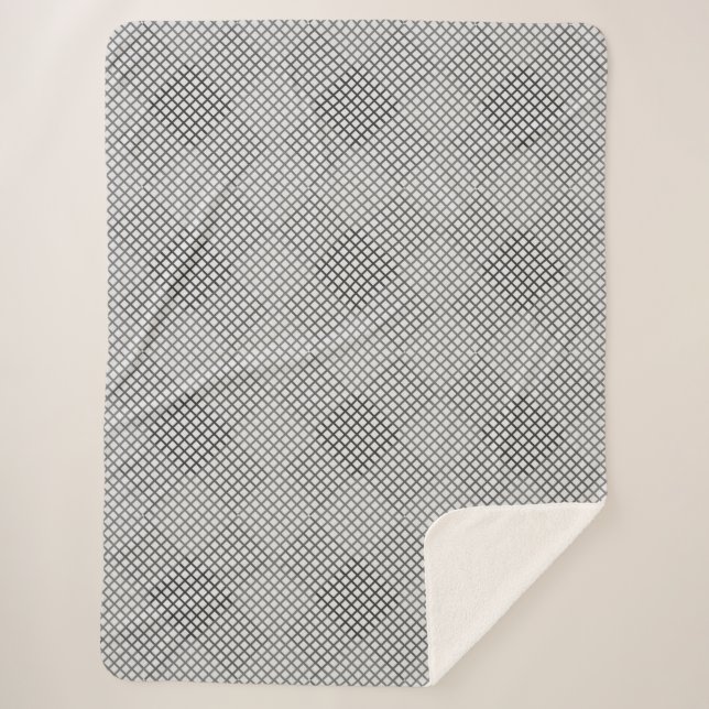 Checked pattern diagonal 2 tones w OffWhite Sherpa Blanket (Front)