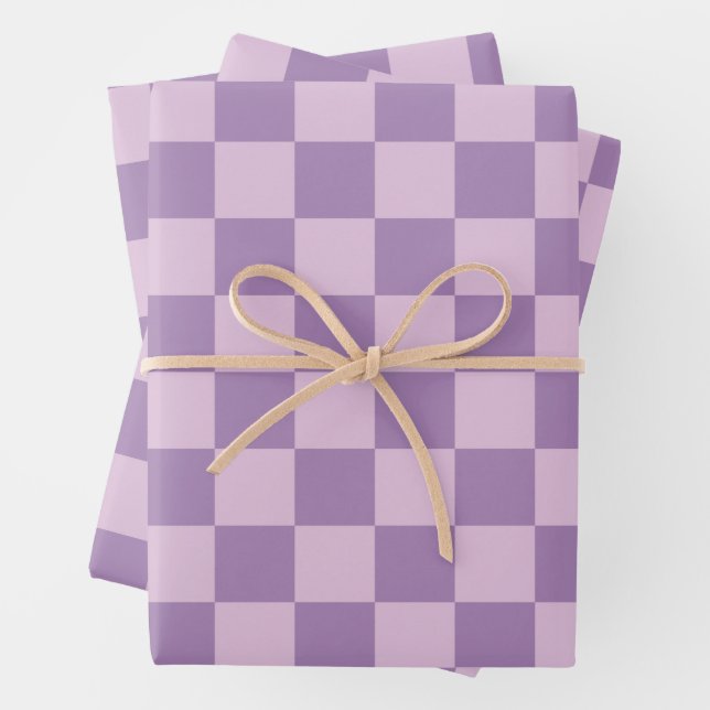 Checked Pattern in Double Light Purple Wrapping Paper Sheet (In situ)
