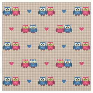 Checked pattern with love owls fabric