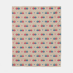 Checked pattern with love owls fleece blanket