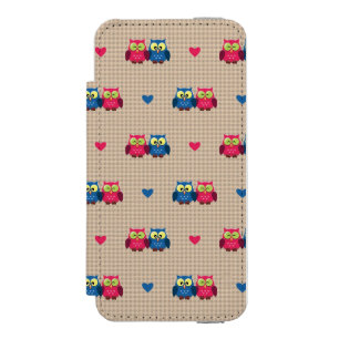 Checked pattern with love owls incipio watson™ iPhone 5 wallet case