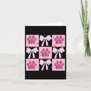 Checked Paw Dog Valentine Coquette Card