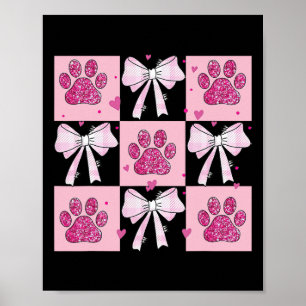 Checked Paw Dog Valentine Coquette Poster
