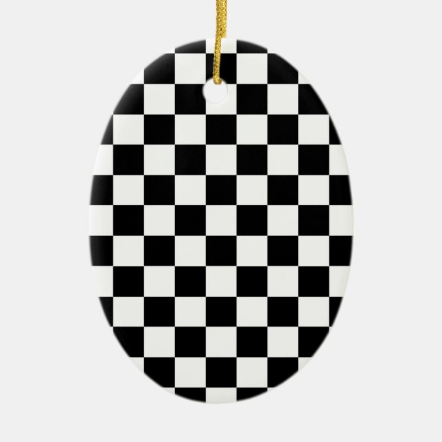 Checker Flag Ceramic Tree Decoration (Front)