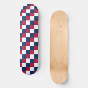 Checker pattern with US flag colour Skateboard