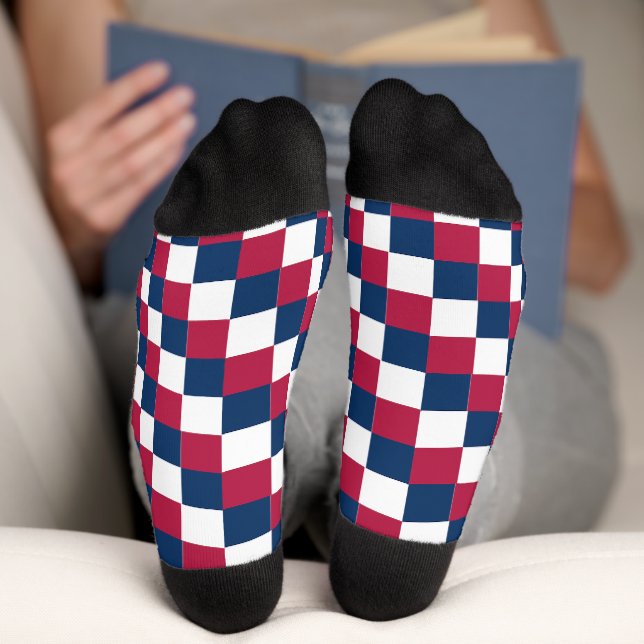Checker pattern with US flag colour Socks (Bottom)