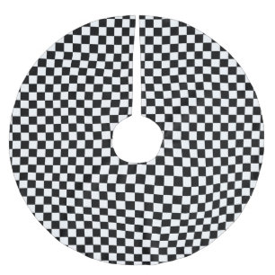 CHECKERBOARD! (a black & white design) ~ Brushed Polyester Tree Skirt