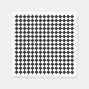Checkerboard Black White Race Car Sports fun Napkin