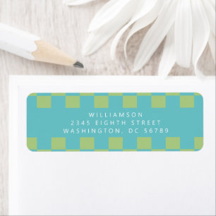 Checkerboard Checkered Blue Green Return Address