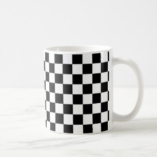 CHECKERBOARD CHECKERS BLACK AND WHITE MUG