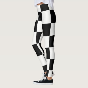 Checkerboard ~ Chess~ Square Design Black & White* Leggings