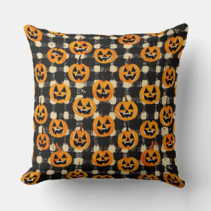 Checkerboard Halloween Throw Pillow