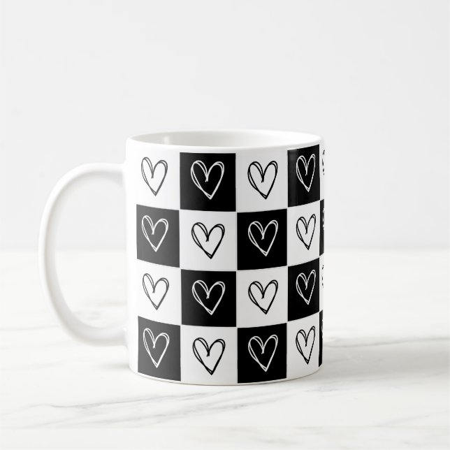 Checkerboard Hearts Coffee Mug (Left)