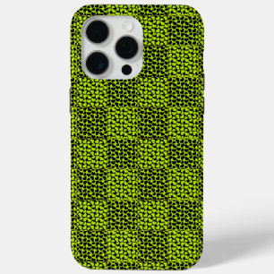 Checkerboard hearts pattern in Lime Green iPhone 15 Pro Max Case