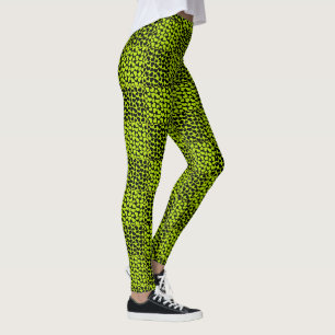 Checkerboard hearts pattern in Lime Green Leggings
