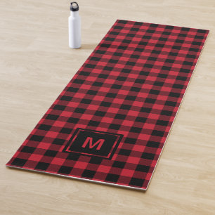 Checkerboard Masculine Plaid Pattern Monogram Yoga Mat