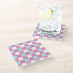 Checkerboard Pattern Glass Coaster