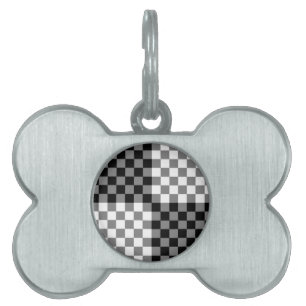CHECKERBOARD PATTERN PET NAME TAG