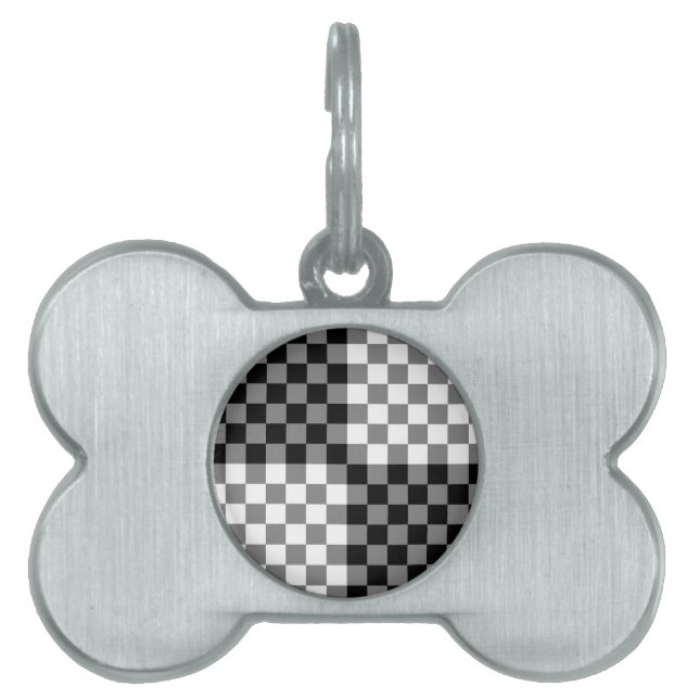 CHECKERBOARD PATTERN PET NAME TAG (Front)