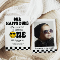 Checkerboard Photo Our Happy Dude 1st Birthday