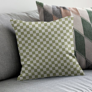 Checkerboard Sage Green Checkered Squares Check Cushion