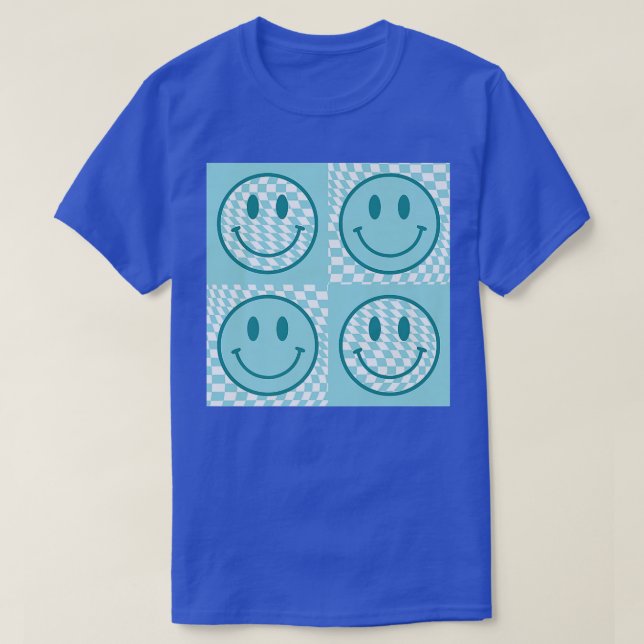 Checkerboard Smile Face  Funny Happy Face Trendy T T-Shirt (Design Front)