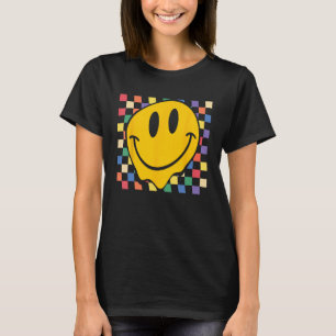 Checkerboard Smiling Face Groovy LGBT Rainbow Prid T-Shirt
