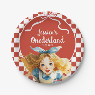 Checkered Alice in ONEDERLAND 1st Birthday Party Paper Plate
