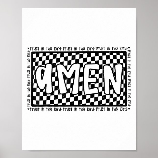 Checkered Amen Vintage Jesus Bible Verse Christian Poster (Front)
