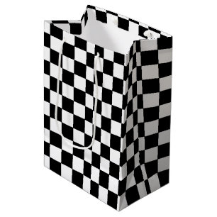 Checkered Black and white  Medium Gift Bag