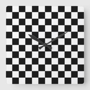 Checkered Black and White Square Wall Clock
