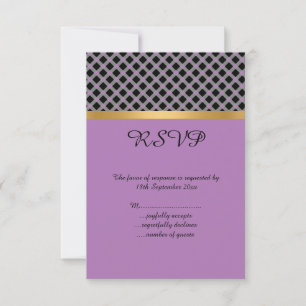 CHECKERED BLACK PURPLE GOLD ALL OCCASION RSVP CARD