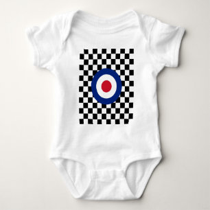 Checkered Black Racing Target Mod Baby Bodysuit