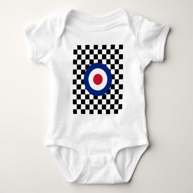 Checkered Black Racing Target Mod Baby Bodysuit (Front)
