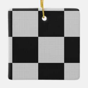 Checkered Black & White Squares or CUSTOM COLOR Ceramic Ornament