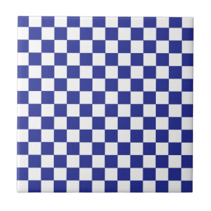 Checkered Blue and White  Tile