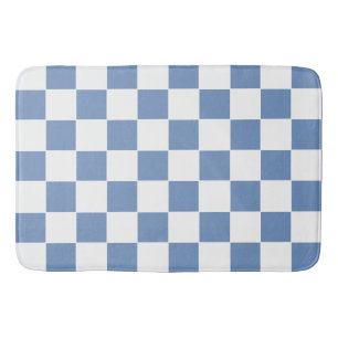 Checkered Blue/Gray and White Bath Mat