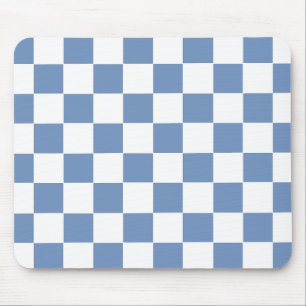 Checkered Blue/Gray and White Mouse Mat