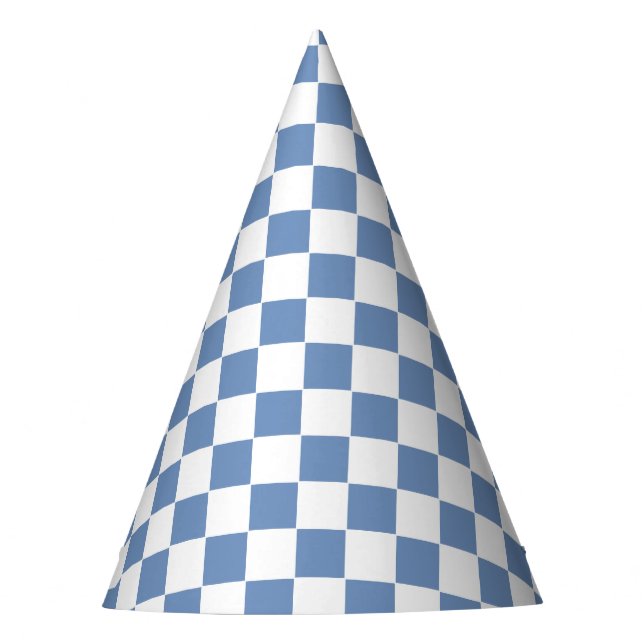 Checkered Blue/Gray and White Party Hat (Front)