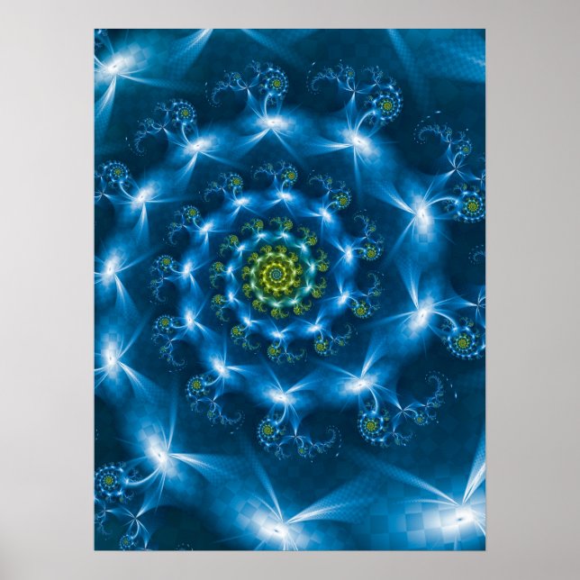 Checkered Blue Spiral Poster (Front)