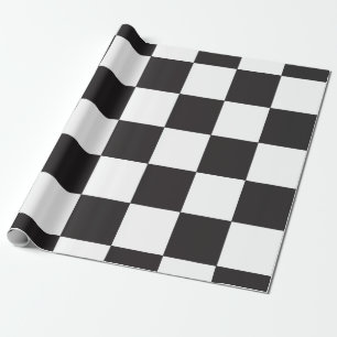 Checkered Board Pattern Black and White Wrapping Paper