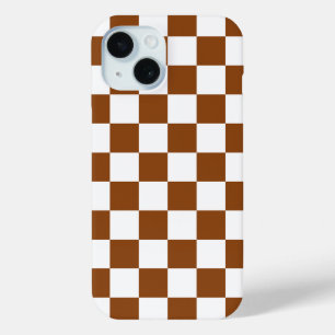 Checkered Brown and White  iPhone 15 Case