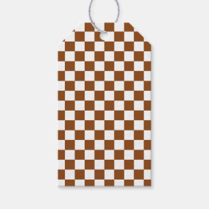 Checkered Brown and White  Gift Tags