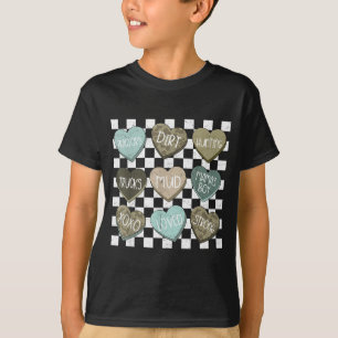 Checkered Camo Conversation Hearts Valentine's Day T-Shirt