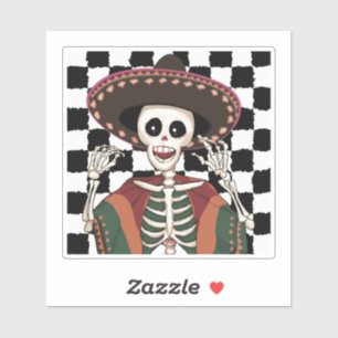 Checkered Cinco De Mayo Skull Poncho Sombrero Idea