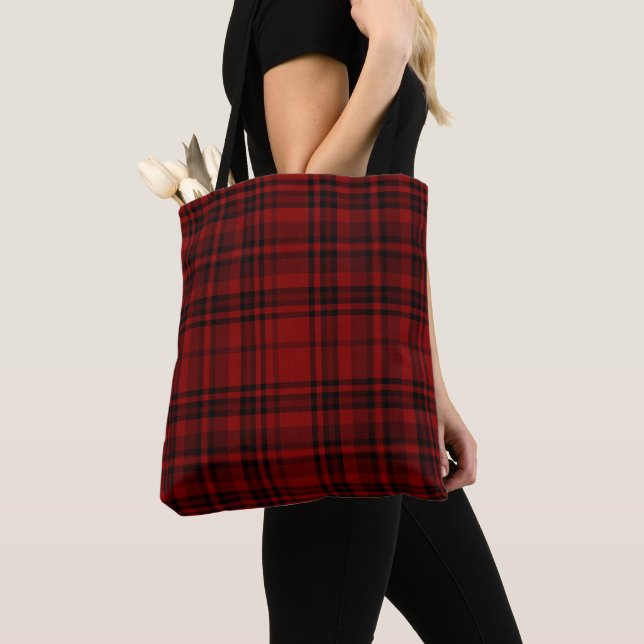 CHECKERED COUNTRY PLAID RED TOTE BAG (Close Up)